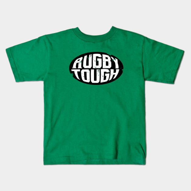 Rugby Tough Ball Design Kids T-Shirt by atomguy